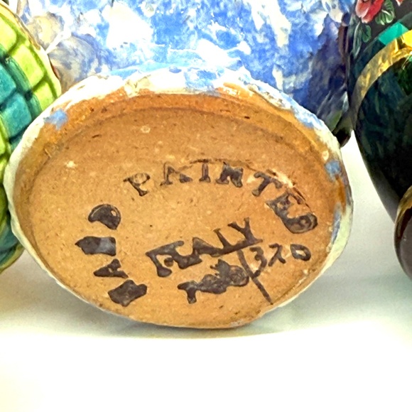Vintage Mixed Lot of 3 Vases From Italy 3"-4" Vases Handpainted,Numbered & Signe - Picture 8 of 9